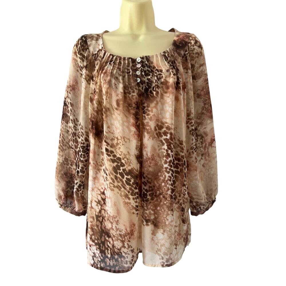 Chico’s 0 Animal Print Tunic Blouse Woman Size 4